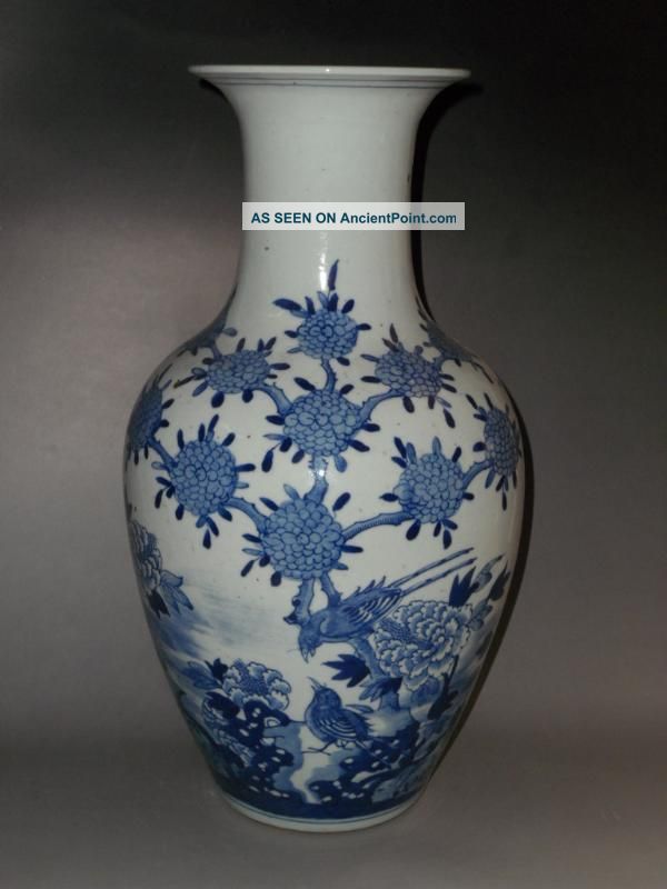 Rrae Chinese Blue&white Porcelain Flowers And Birds Vase Vases photo