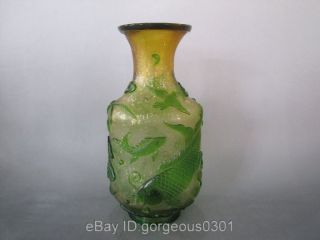 Excellent Chinese Beijing Glass Carved Vase photo