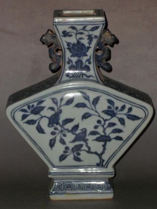 Rare Chinese Blue&white Porcelain Vase With Flowers photo
