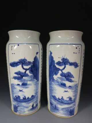 A Pair Stunning Chinese Blue And White Porcelain Vase photo