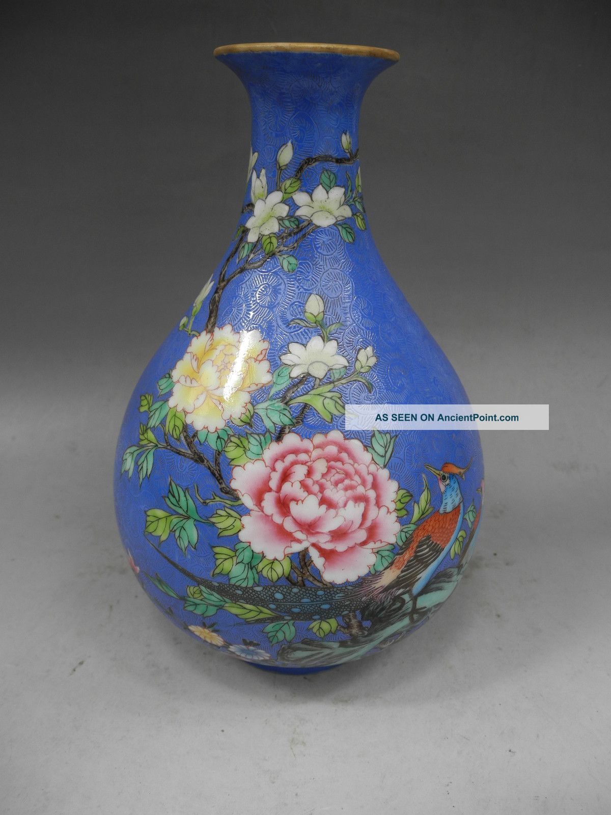 Famille Rose Flower Bird Porcelain Vase Vases photo