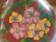 Rare Old Vintage Cloisonne Copper Floral Red Enamel Vase,  5 1/4 
