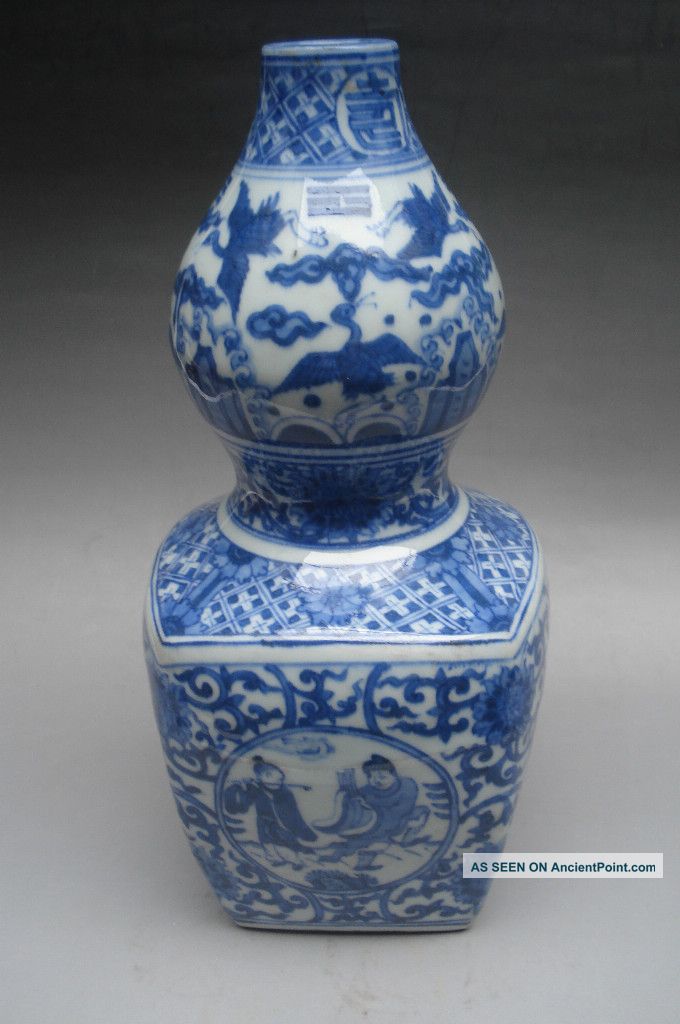 Chinese Blue & White Eight Eairies Gourd Porcelain Vase Marked Vases photo