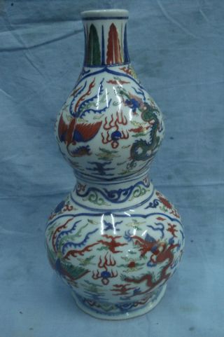 Chinese 5 Colors Deagon Phoenix Porcelain Hang Vase photo