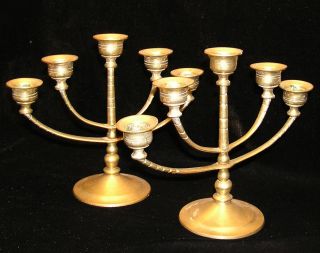 Antique Chinese Brass Candleholders - Early 20th Century - 5 Candle Cups Each photo