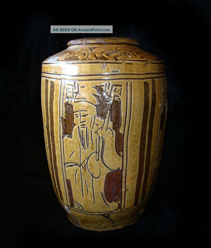 20ct Chinese Stone Ware Jar Vase With Scholar Design (wesj) Vases photo