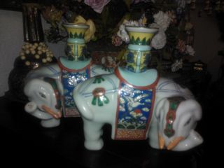 Pair Of Chinese Export Porcelain Candlesticks photo