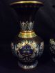 Pr Chinese Cloisonne Enamel Vases W/ Foo Dogs Vases photo 1