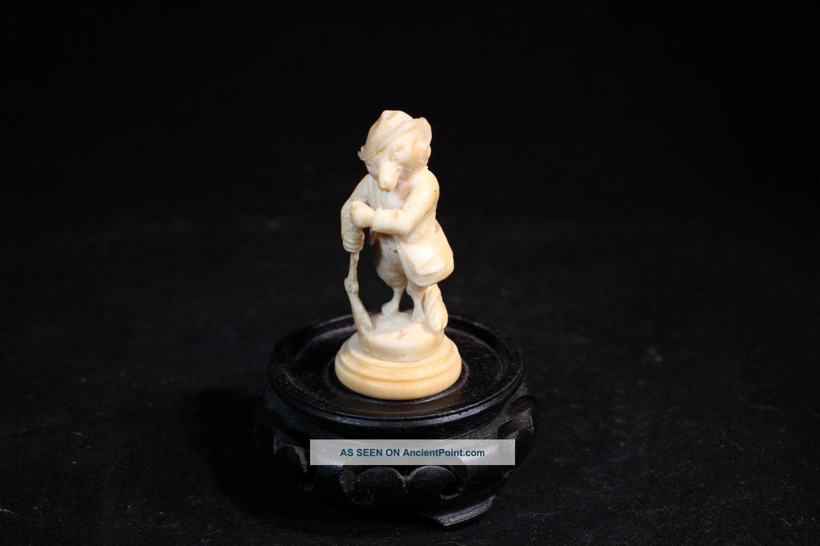 Cute Tiny Vintage Chinese Ox Bone Wolf Vases photo