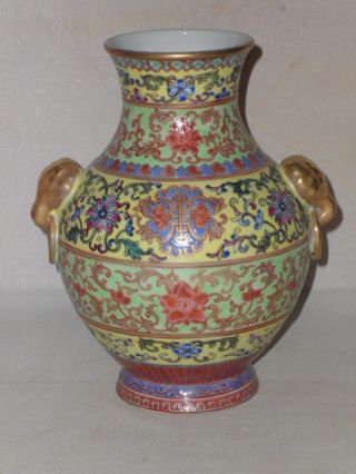 Chinese Famille Rose Gold Porcelain Lotus Scroll Vase photo