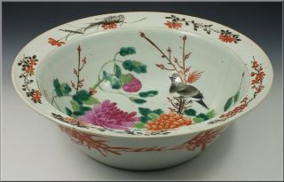 19th C Chinese Porcelain Bowl W/ Bird & Flowers photo