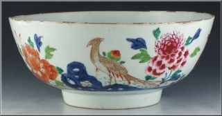Large Antique Chinese 18th Century Famille Rose Bowl photo