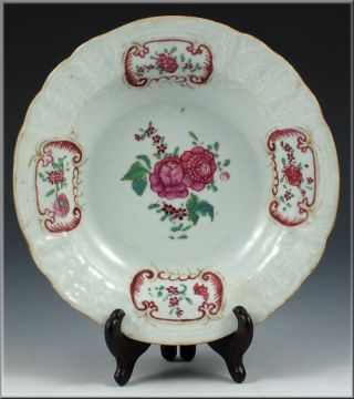 Fine 18thc Chinese Export Hand Painted / Embossed Porcelain Bowl photo