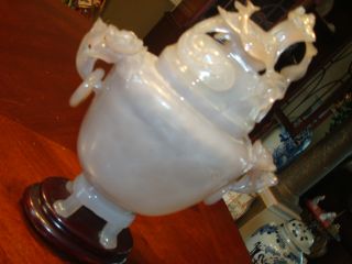 Antique Chinese White Agate Covered Vase,  9 