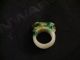 Vintage Carved Jadeite White Jade With Pixiu With $ Sign Crown Finger Band Ring Rings photo 1