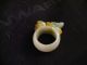 Vintage Carved Jadeite White Jade With Pixiu With $ Sign Crown Finger Band Ring Rings photo 2