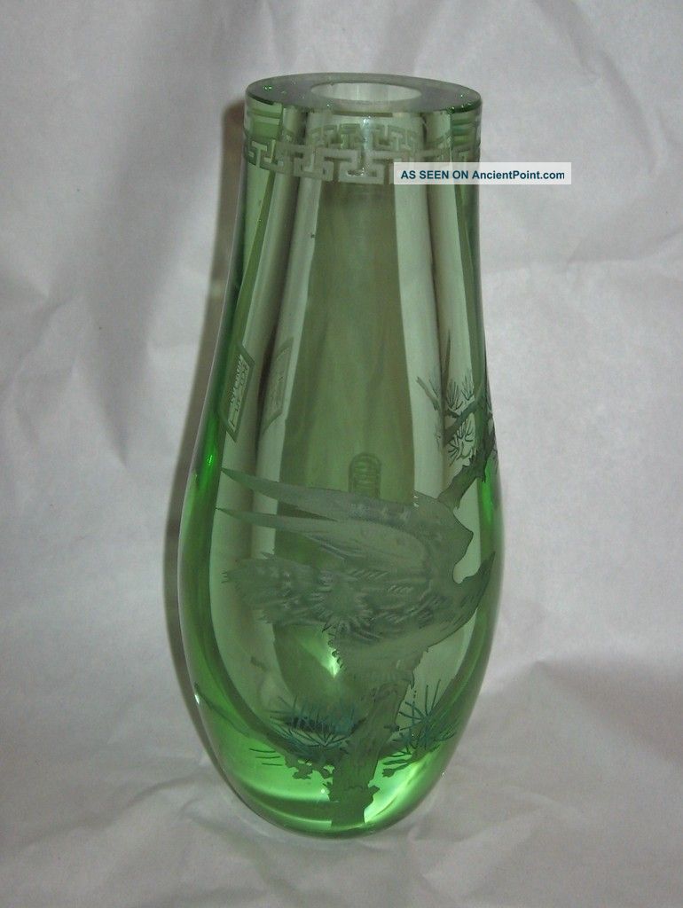 Old Chinese Signed Peking Glass Republic Period Vase Vases photo