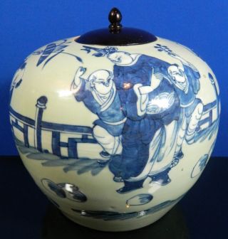 A Chinese Antique Blue And White Hand Painted Porcelain Jar 19 Century photo