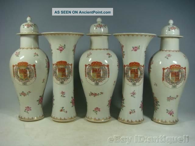 Chinese Export Armorial Porcelain Vases/5 Vases photo