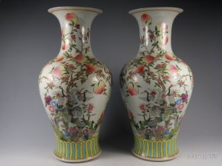 A Pair Fine Chinese Famille Rose Porcelain Vases photo