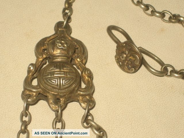Rare Antique Chinese Silver Gilt Calabash Decorate Three Pieces Chain Other photo