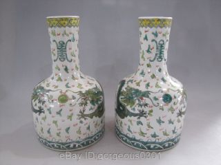 Excellent Pair Chinese Famille Rose Porcelain Dragon Vase photo