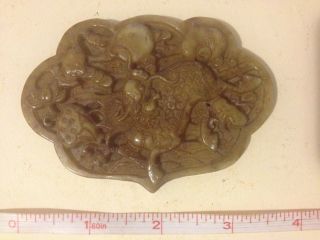 Old Chinese Hand Carved Jade Dragon Carving Pendant photo