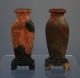 Pair Antique Chinese Soapstone Vases Late Qing Dynasty/french Flea Market Find Vases photo 1