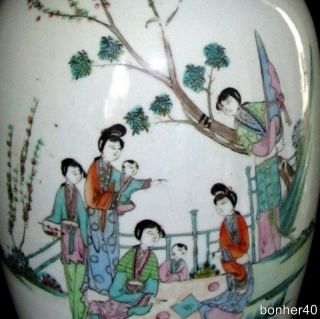 Wonderful 19thc Chinese Porcelain Famille Rose Floor Vase Calligraphy Figures photo