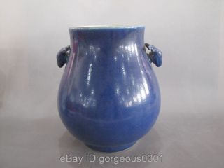 Excellent Chinese Blue Glaze Porcelain Yuhuchun Vase photo