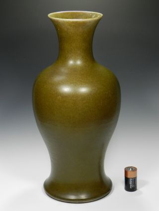 Large 19th Century Chinese Eel Skin Teadust Baluster Vase photo