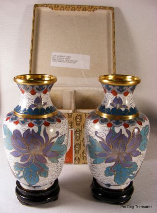 Vintage Chinese Cloisonne Vases - Comes With Retail Box photo