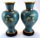 2 Chinese Cloisonne Vases On Wooden Stands 11 