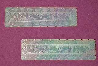 2 Antique Chinese Hand Carved Mother Of Pearl Butterfly Gaming Counters Chips photo