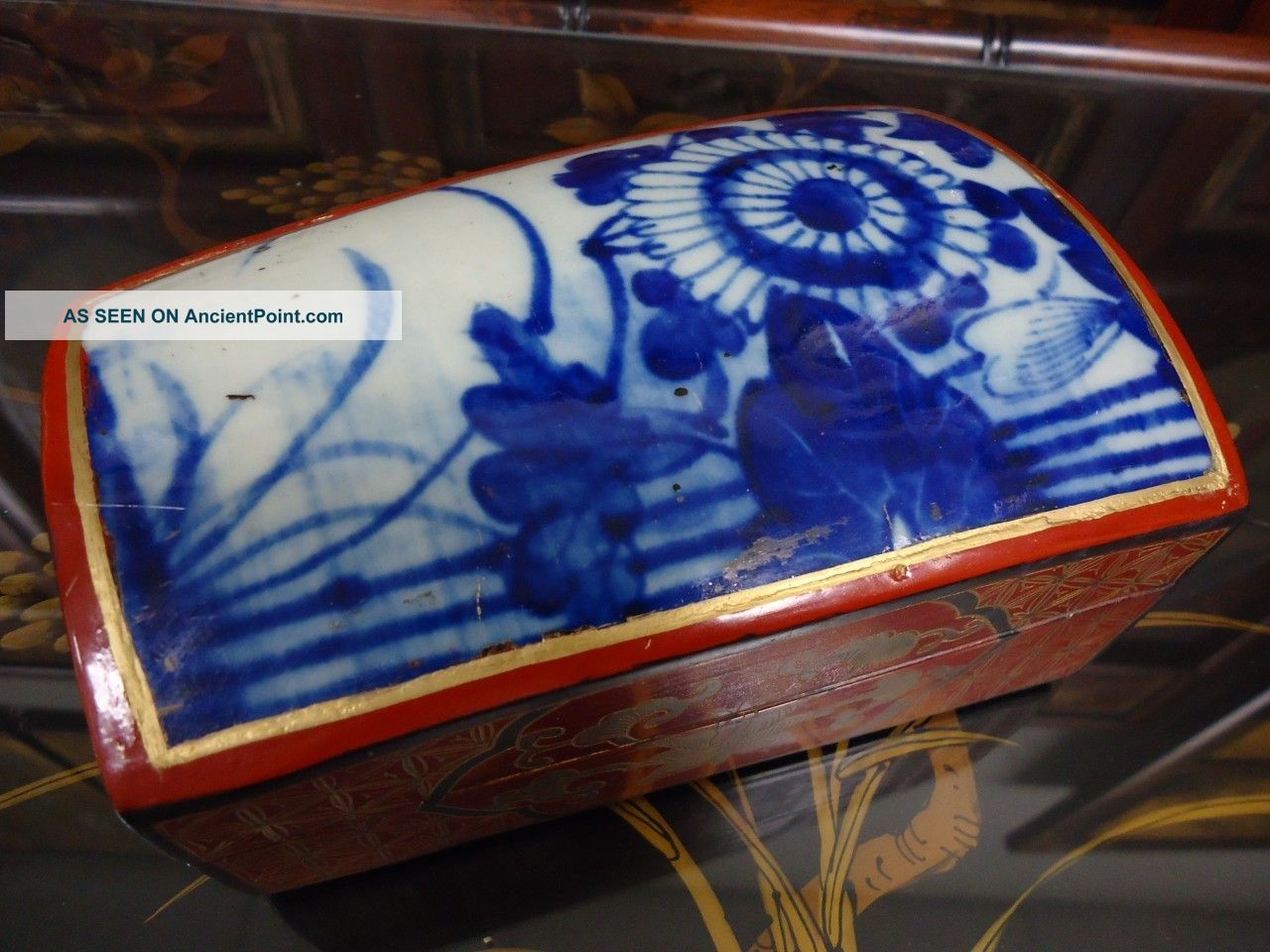 Antique Chinese Porcelain Lacquerware Box Container Other photo