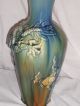 Asian Vase W/ Raised Relief Dragon Irridescent Glaze Vases photo 1