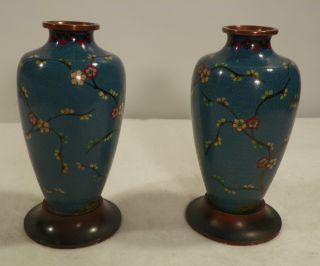 Pair Of Chinese Cloisonne Vases.  Circa 1920. photo