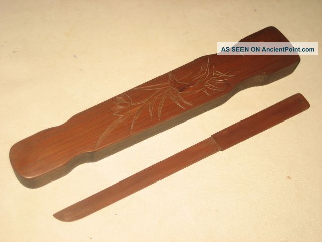 Rare Antique Chinese Bamboo Scholar Paper Knife Paper Cutter With Box Other photo