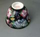 Chinese Porcelain Black Famille Noir Bowl Cup Peonies Flowers Tea Bowls photo 4
