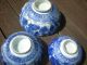 Chinese Export Blue White Porcelain Nesting Bowls 3 Old Flow Blue Floral Bowls photo 1