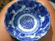 Chinese Export Blue White Porcelain Nesting Bowls 3 Old Flow Blue Floral Bowls photo 4