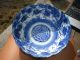Chinese Export Blue White Porcelain Nesting Bowls 3 Old Flow Blue Floral Bowls photo 6