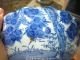 Chinese Export Blue White Porcelain Nesting Bowls 3 Old Flow Blue Floral Bowls photo 7