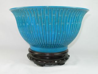 Great Blue Ceramic Glaze Famille Rose Porcelain Dragon Bamboo Bowls 10 