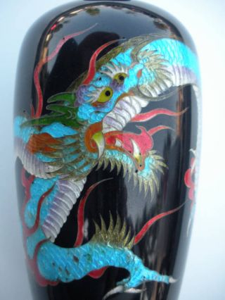Amazing Very Old Japanese Enamel Cloisonne Dragon Vase photo