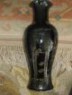 Antique Chinese Porcelain Black Glaze Vase With Gilded Birds,  13.  5” Qing Dyn (?) Vases photo 5