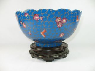 Rare Unique Blue Ceramic Glaze Famille Rose Gilt Porcelain Flower Bowls 8.  8 
