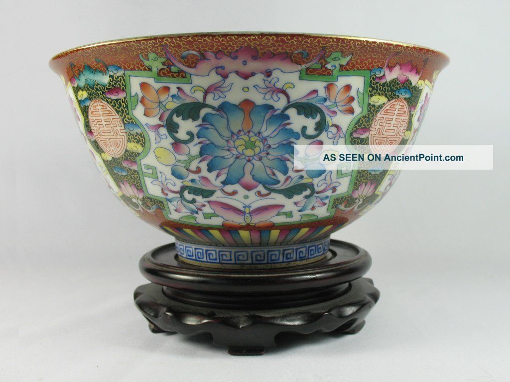 Rare Unique Famille Rose Gilt Porcelain Flower Bowls 8.  6 