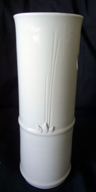 20ct Chinese White Bamboo Design Cylindrical Flower Vase (innm) photo