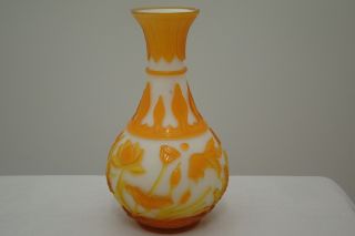 Gorgeous Antique Chinese Peking Glass Vase Fabulous Details photo